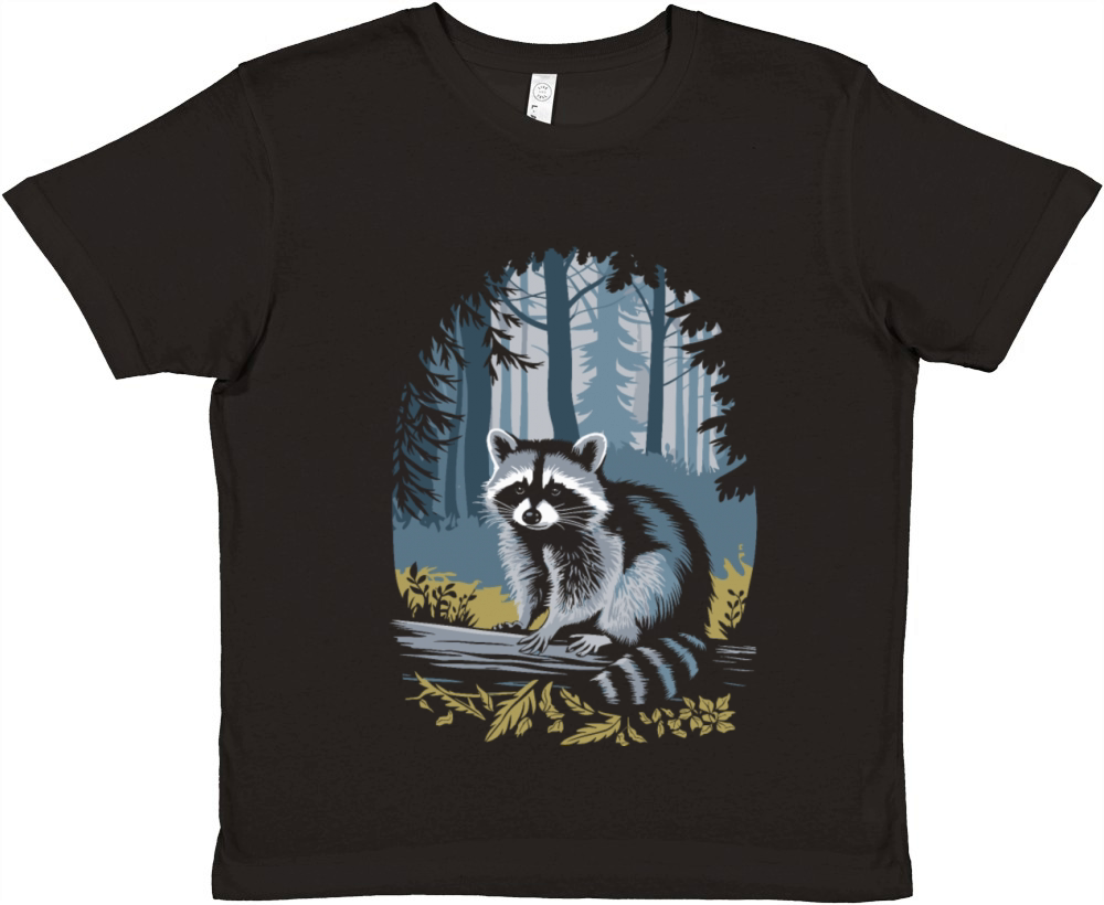 Cottagecore Forest Raccoon Serenity Premium Kids Crewneck T-shirt