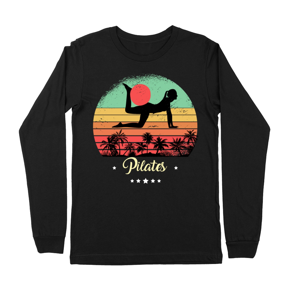 Pilates Yoga Vintage Retro Sunset Sport Premium Long Sleeve