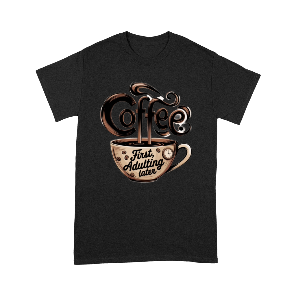 coffee first adulting later halloween design Premium T-shirt