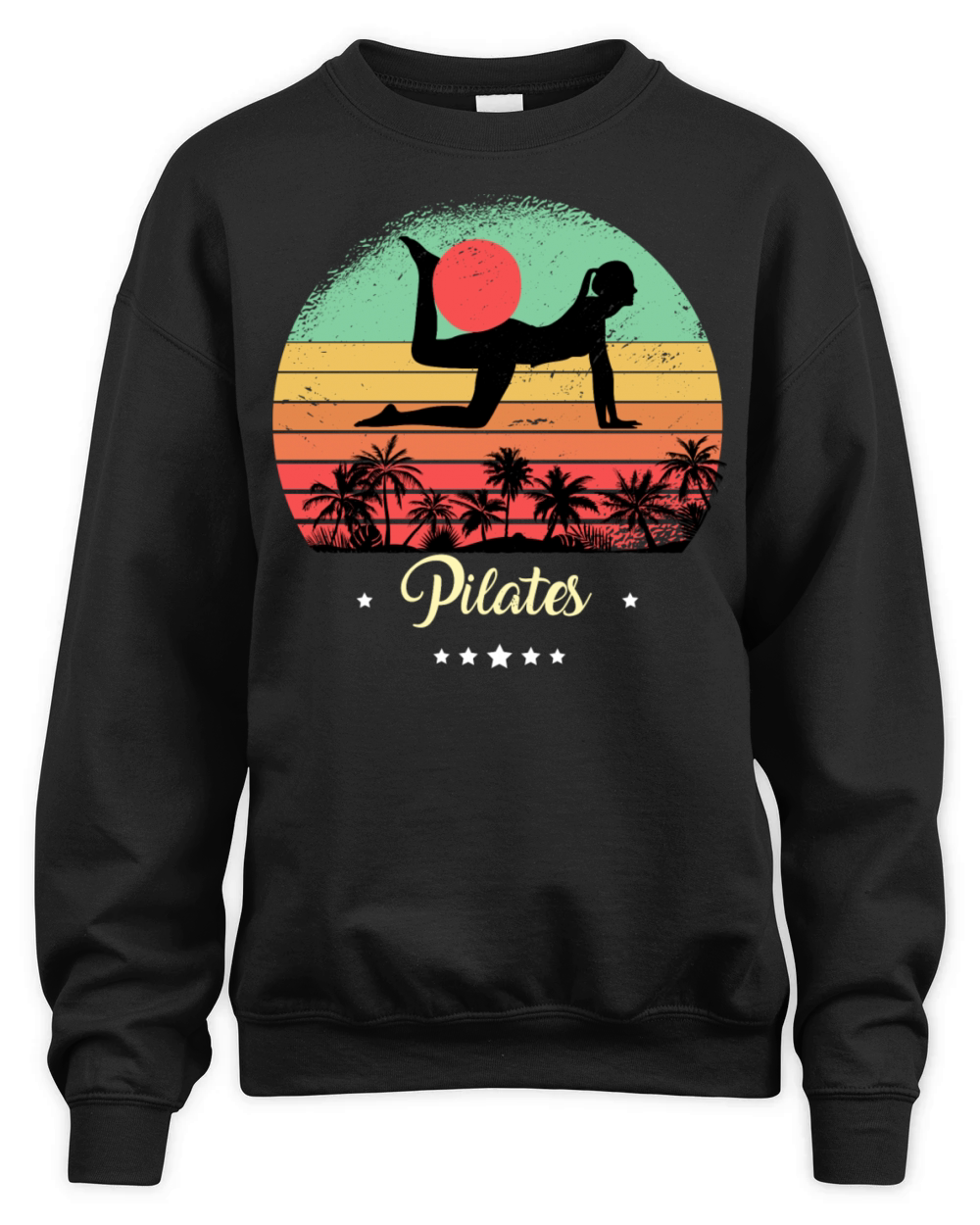Pilates Yoga Vintage Retro Sunset Sport Unisex Premium Crewneck Sweatshirt