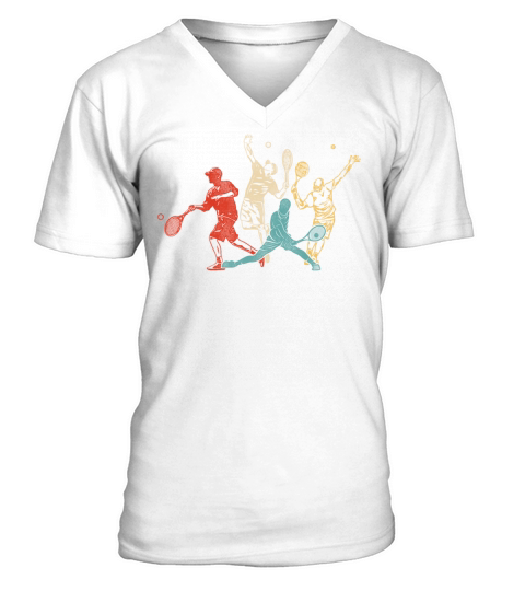 Funny Tennis Player Racket Retro V-Neck T-shirt