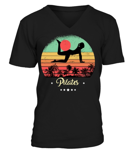 Pilates Yoga Vintage Retro Sunset Sport V-Neck T-shirt