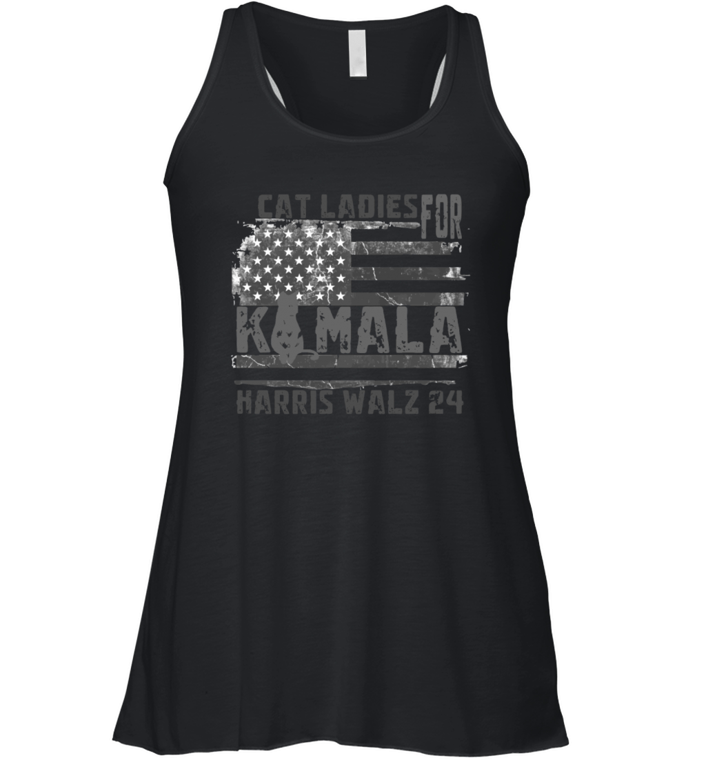 cat ladies for kamala harris walz vintage usa flag Women's Flowy Tank Top