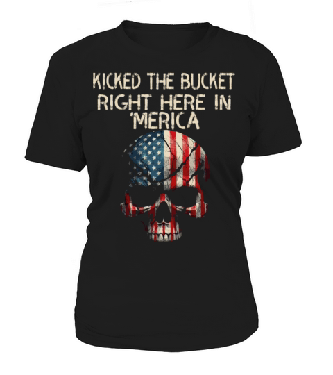 American Skull with Flag Texture Spoon Dropped Women's T-Shirt