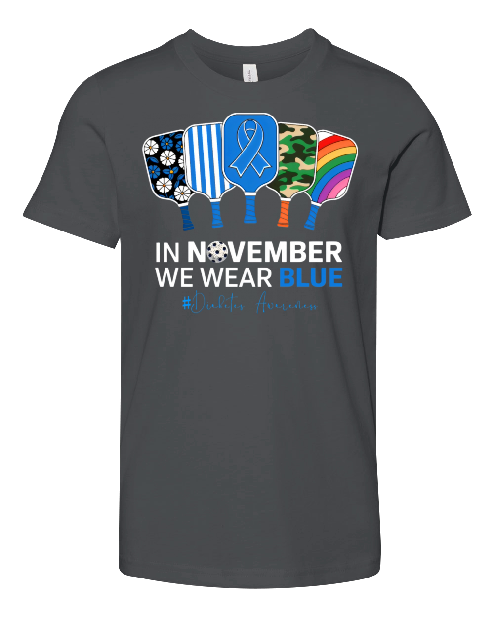 In November We Wear Blue Awareness Pickleball Padd Youth Unisex Jersey Tee