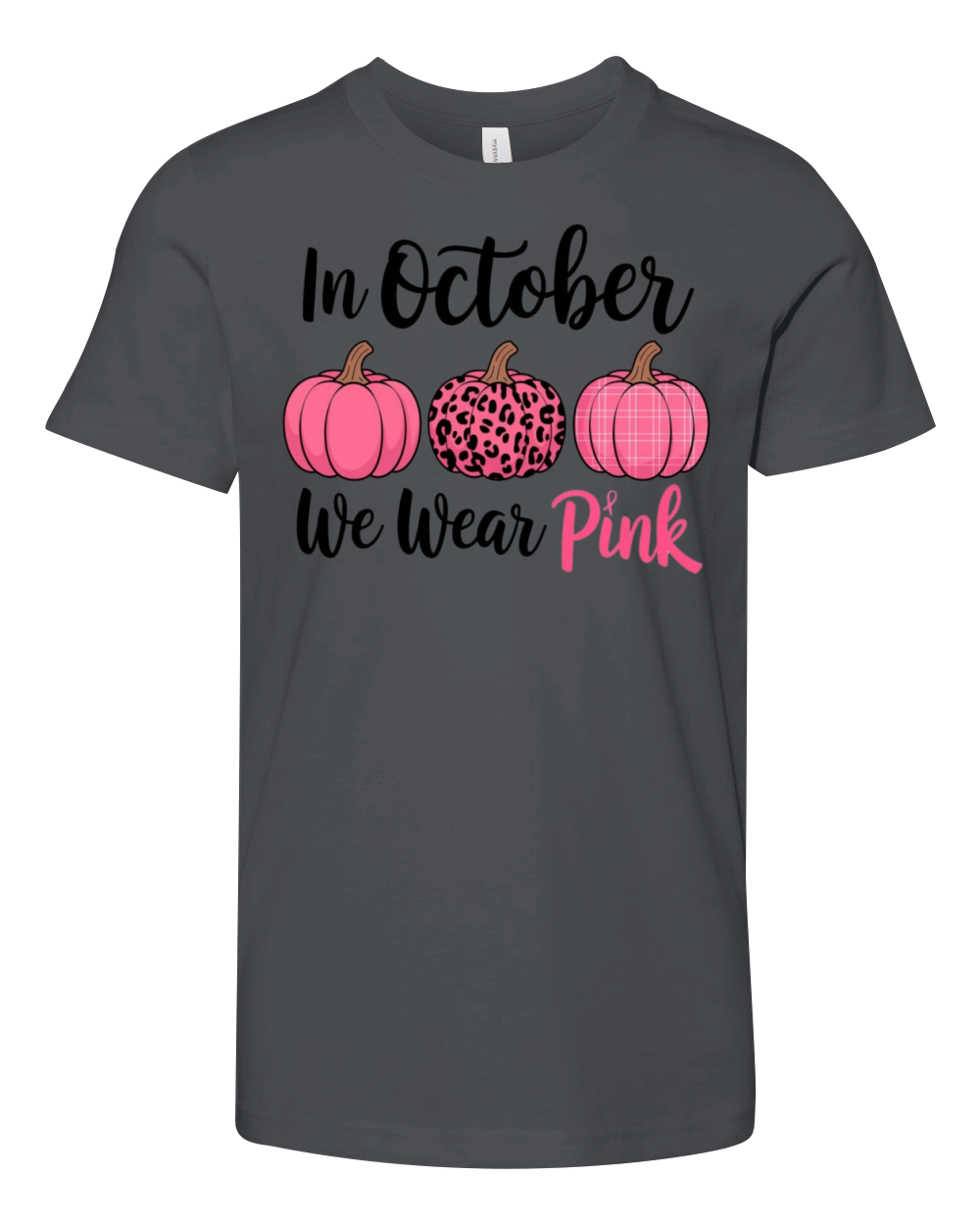 In October We Wear Pink Pumpkins Youth Unisex Jersey Tee
