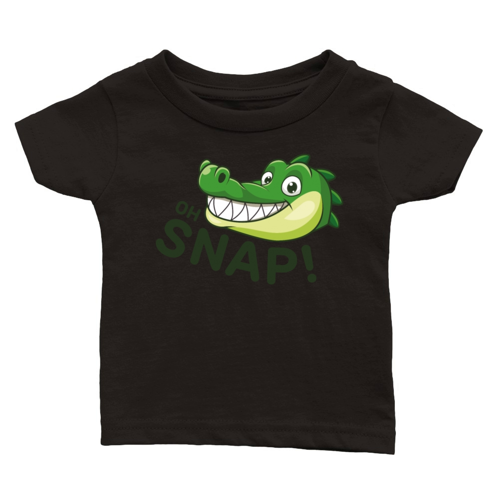 Cute Cartoon Alligator Snappy Oh Snap Funny Saying Classic Baby Crewneck T-shirt