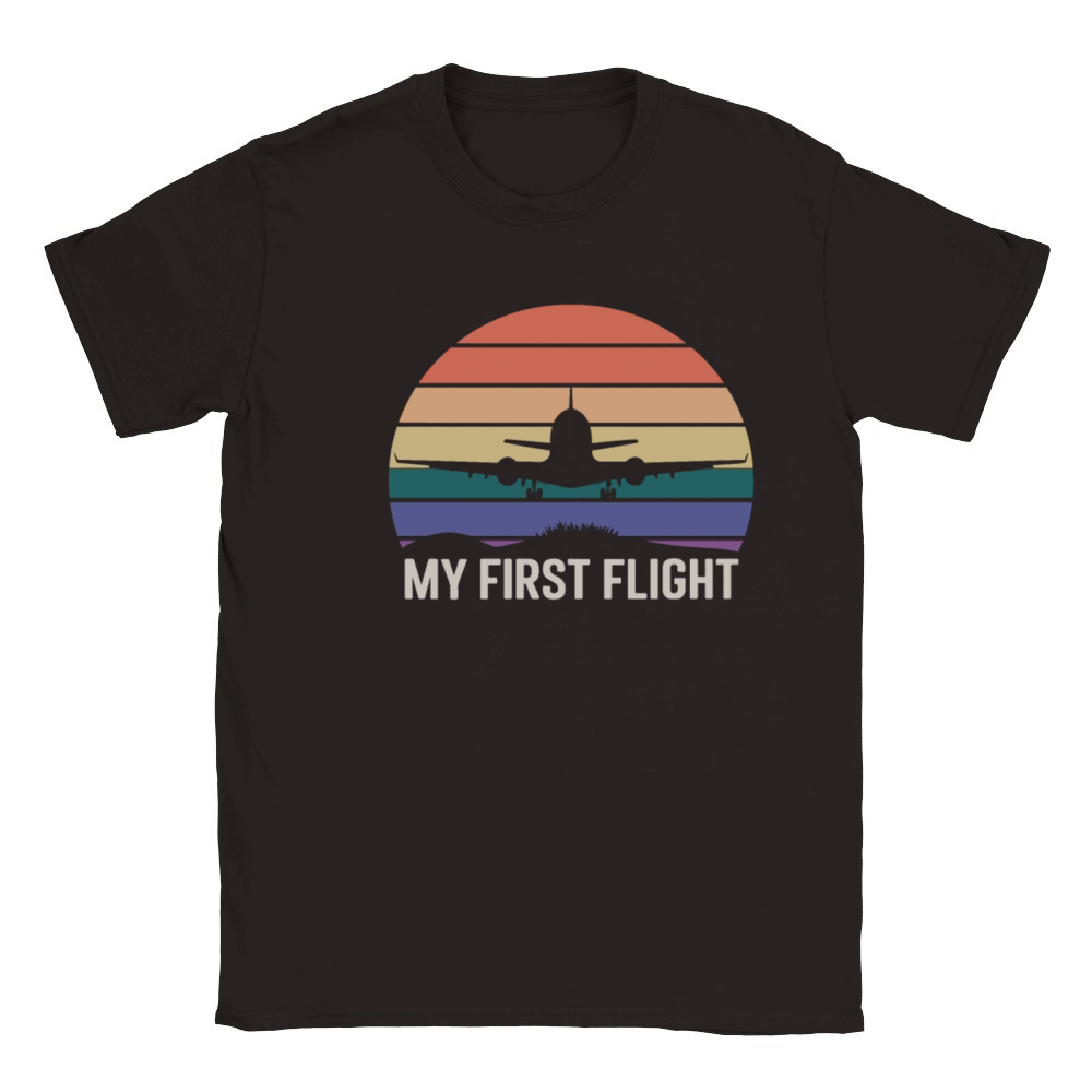 My First Flight Airplane Sunset Adventure Classic Kids Crewneck T-shirt