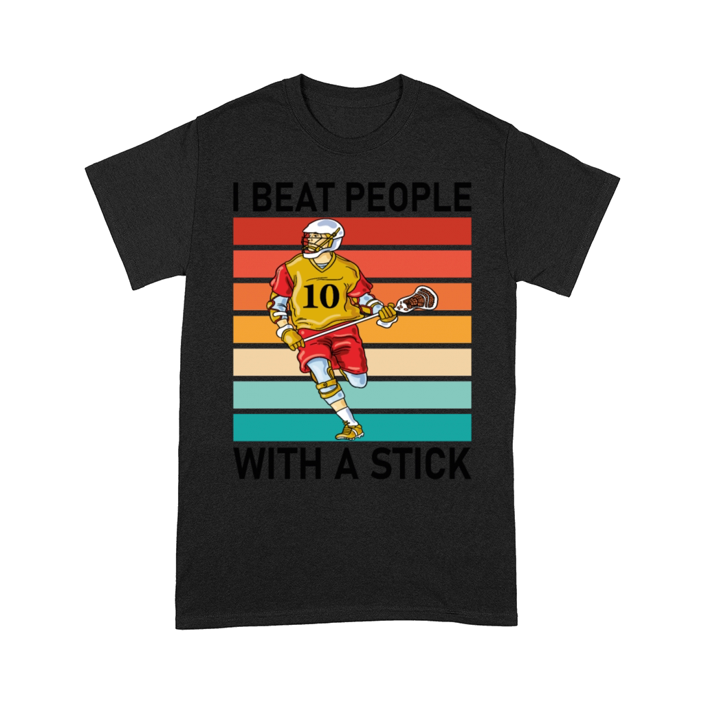 Funny Lacrosse Player Retro Sunset Design Comfort T-shirt