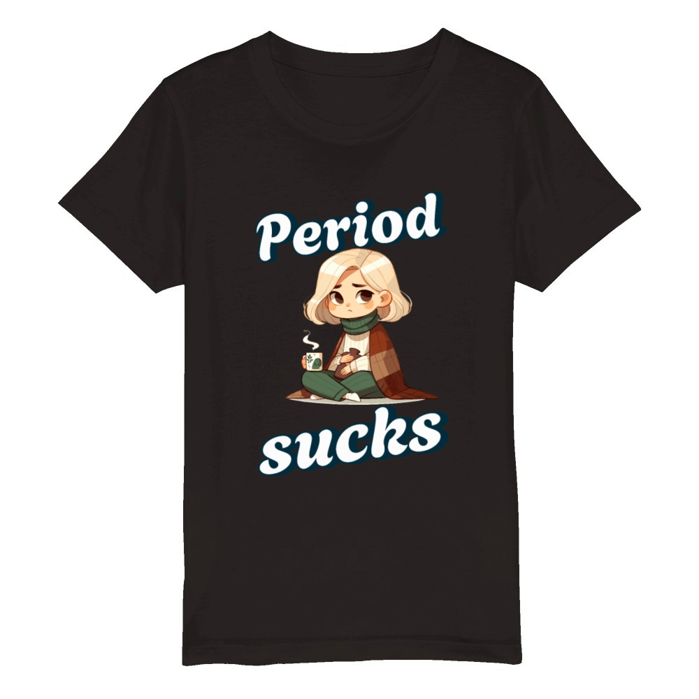 Period Periode Sucks Cozy Comfort Organic Kids Crewneck T-shirt