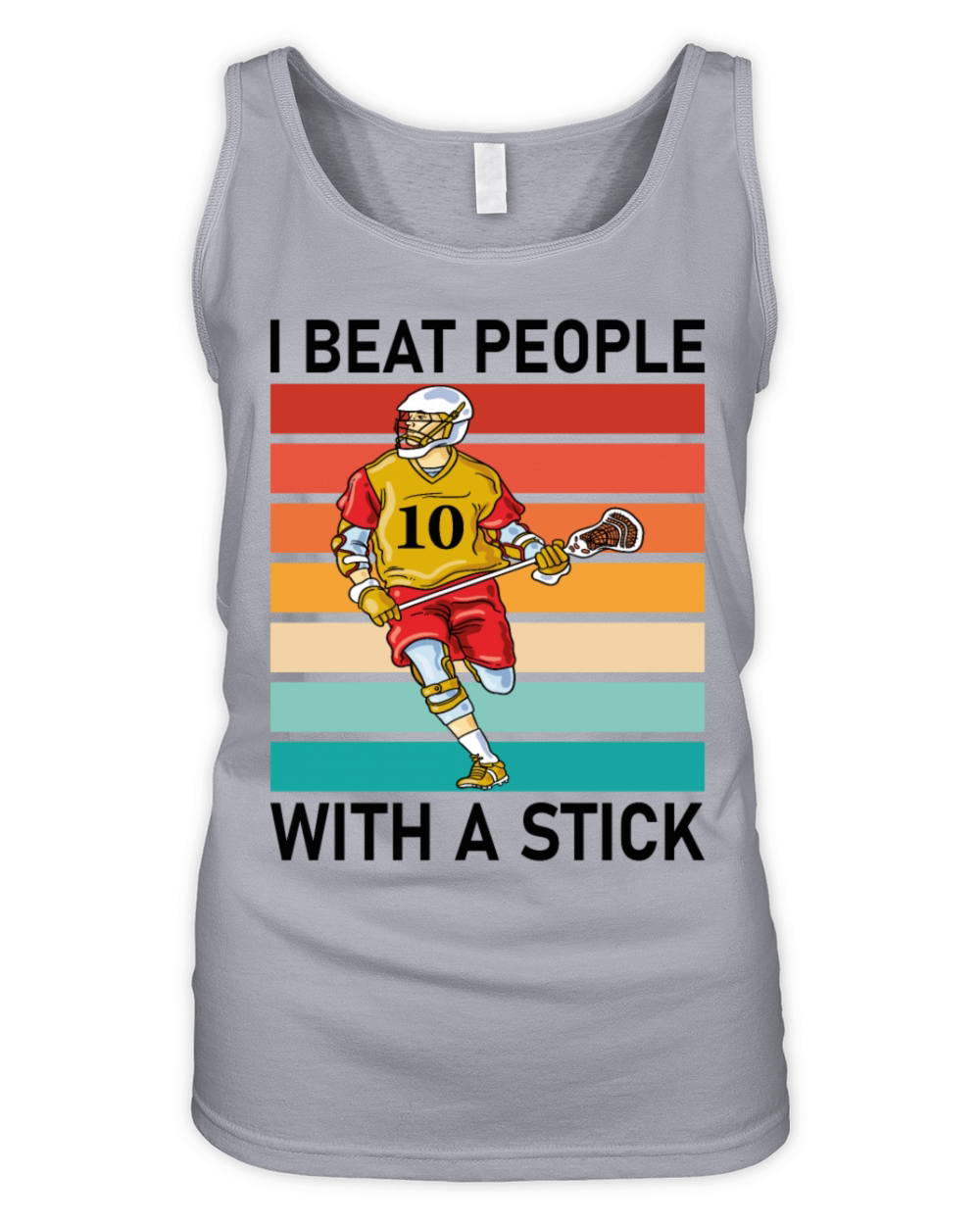 Funny Lacrosse Player Retro Sunset Design Organic Women's Tank Top