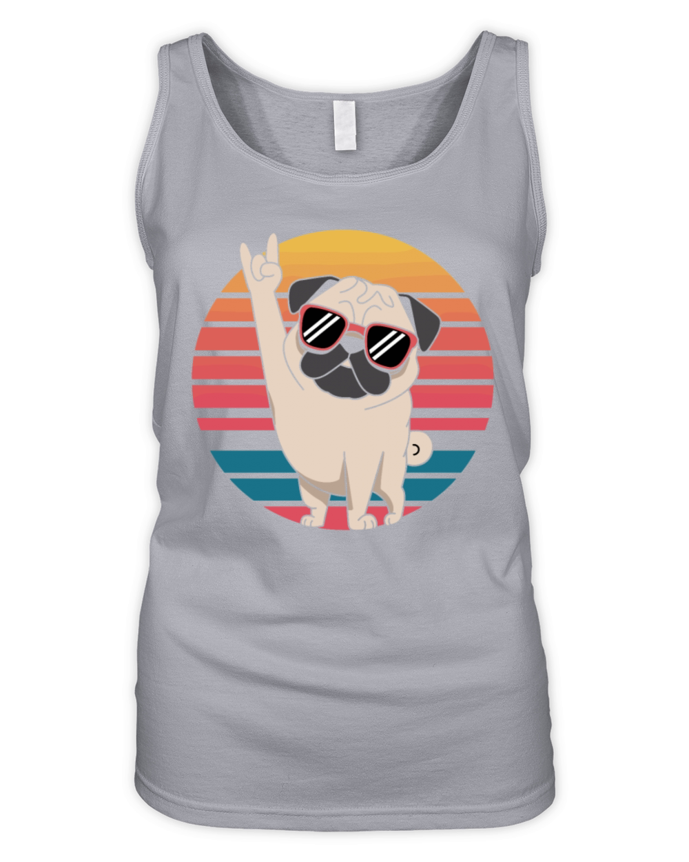 Retro Cool Pug with Sunglasses and Rock Hand Organic Women's Tank Top