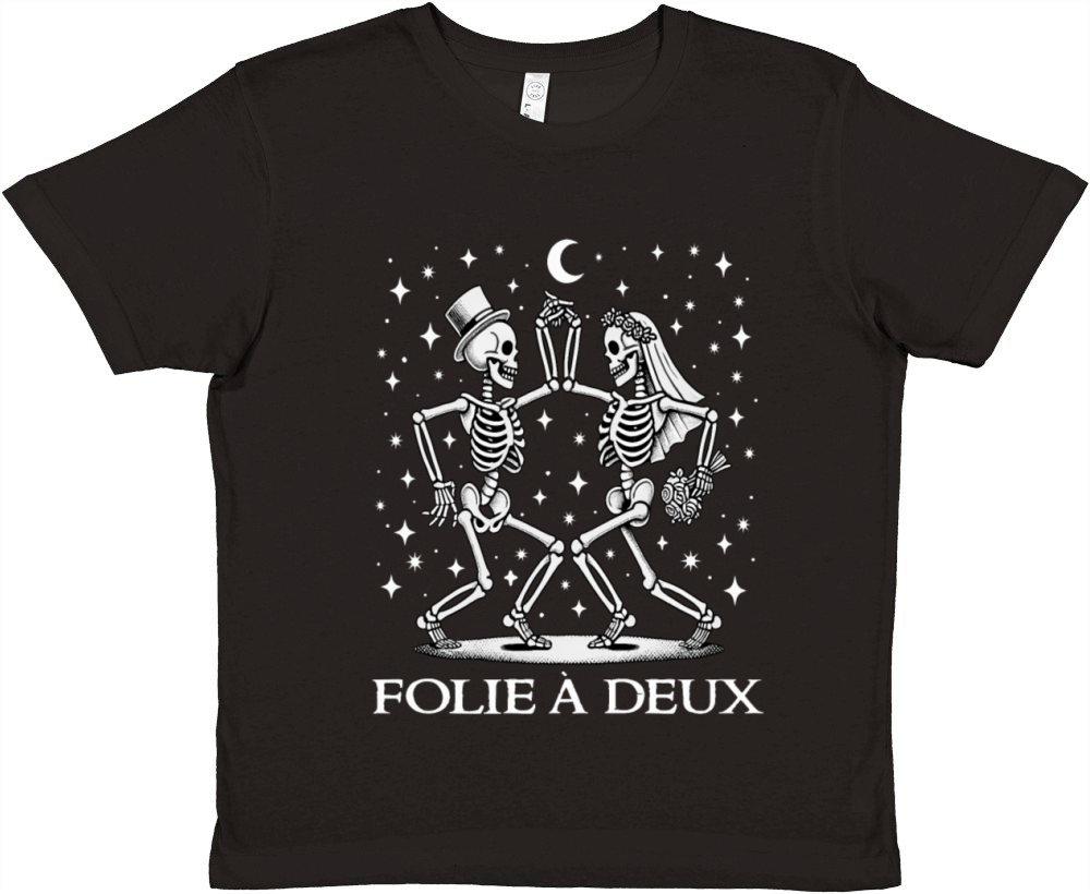 Folie A Deux Dancing Skeleton French Bridal Couple Premium Kids Crewneck T-shirt