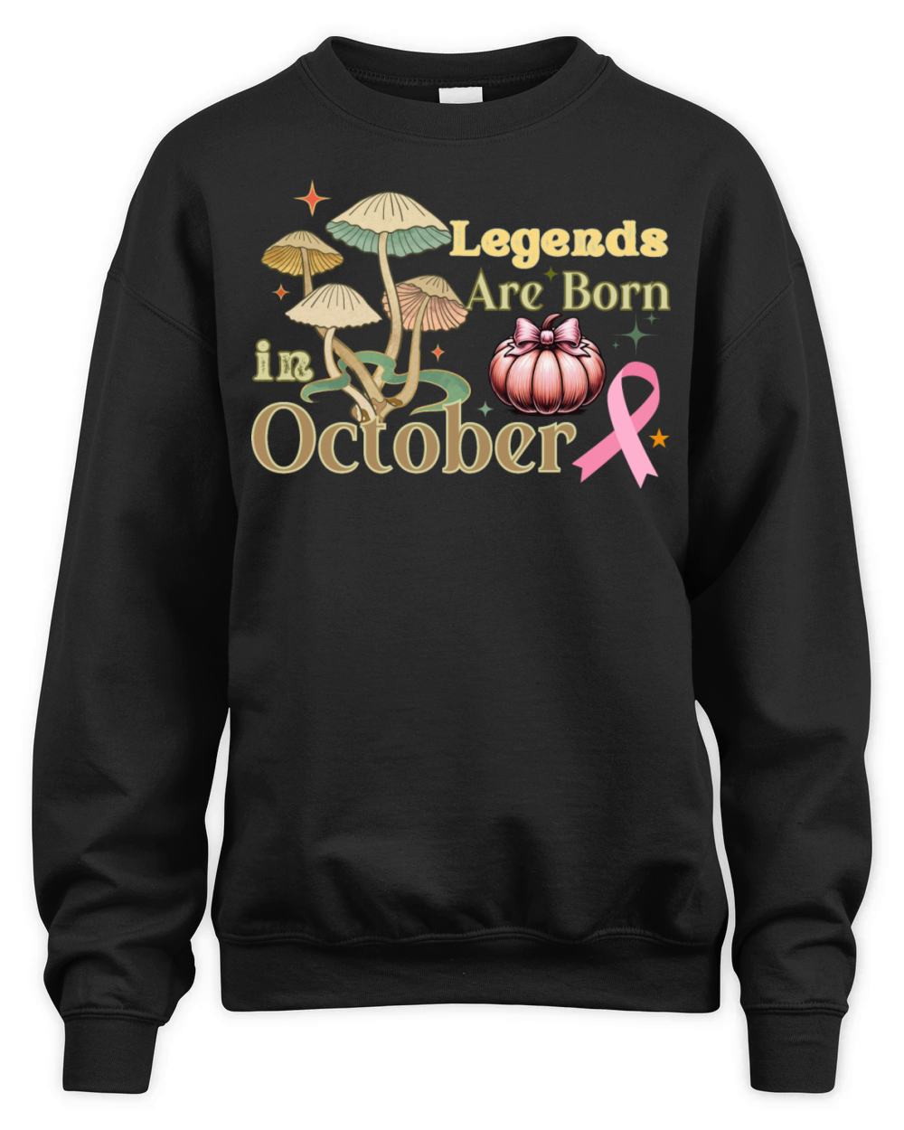 Legends Are Born In October Breast Cancer Design Unisex Premium Crewneck Sweatshirt