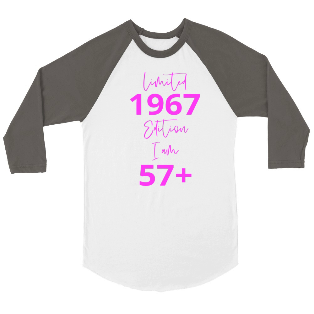 57th Birthday girl for Women Ladies old Unisex ¾ sleeve Raglan T-shirt