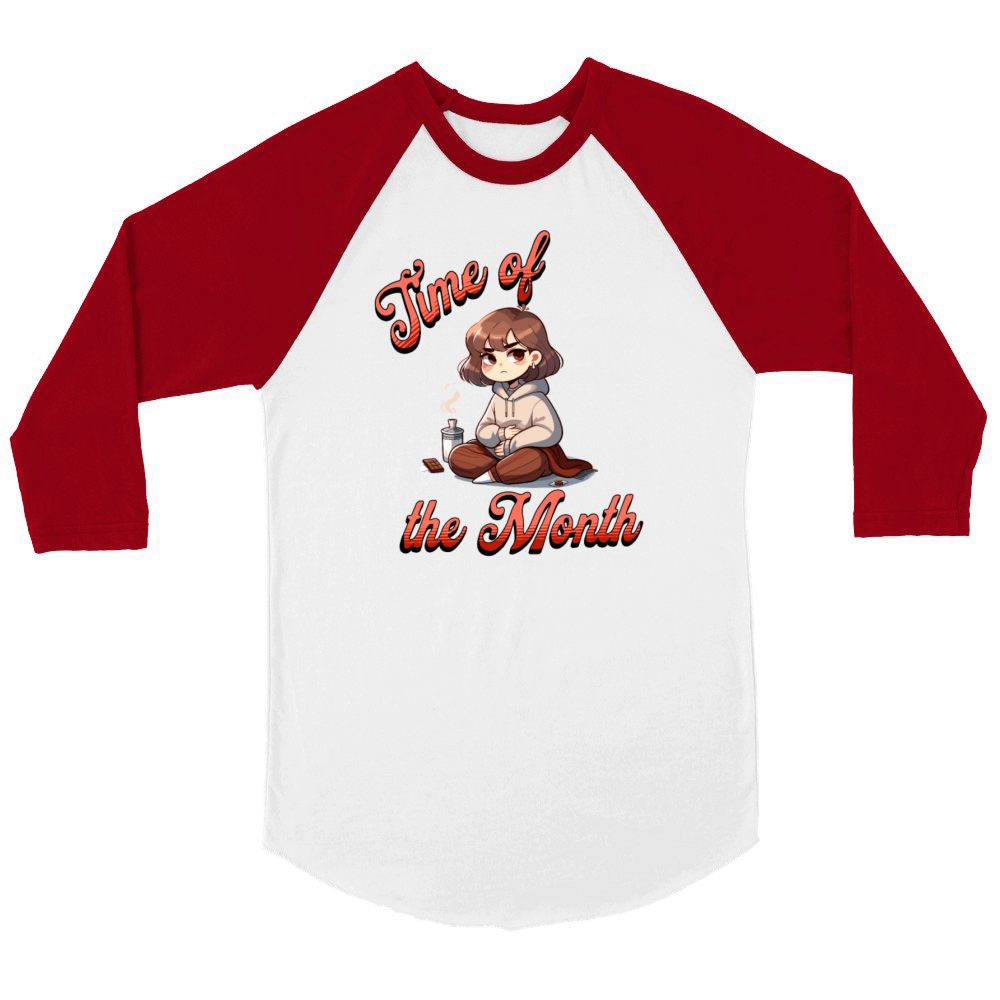Time of the Month Periode Comfort Vibes Unisex ¾ sleeve Raglan T-shirt