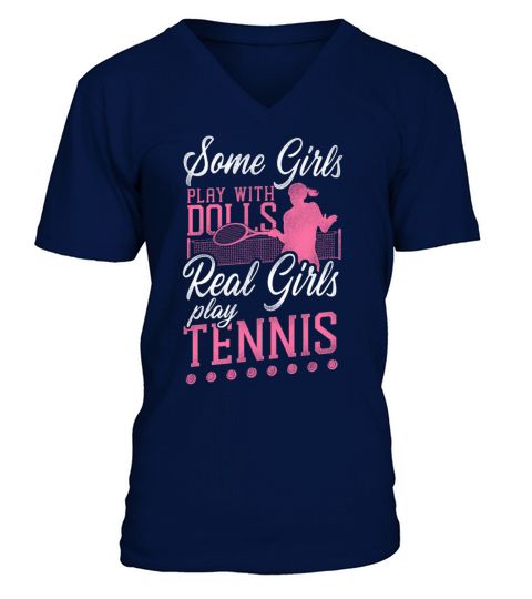 Funny Tennis Player Racket Girl V-Neck T-shirt