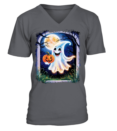 Trick or Treat halloween ghost funny V-Neck T-shirt