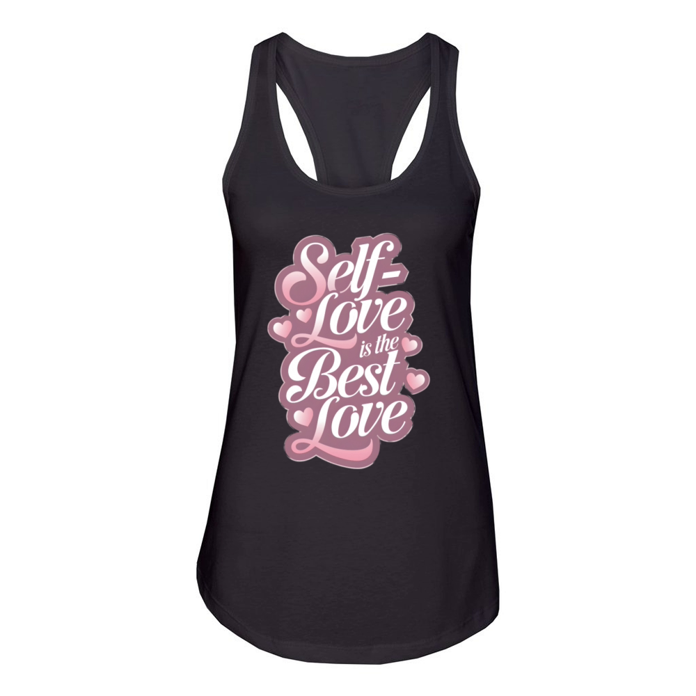Uplifting Self Love Quote Pink Heart Cute Women's Racerback Tank