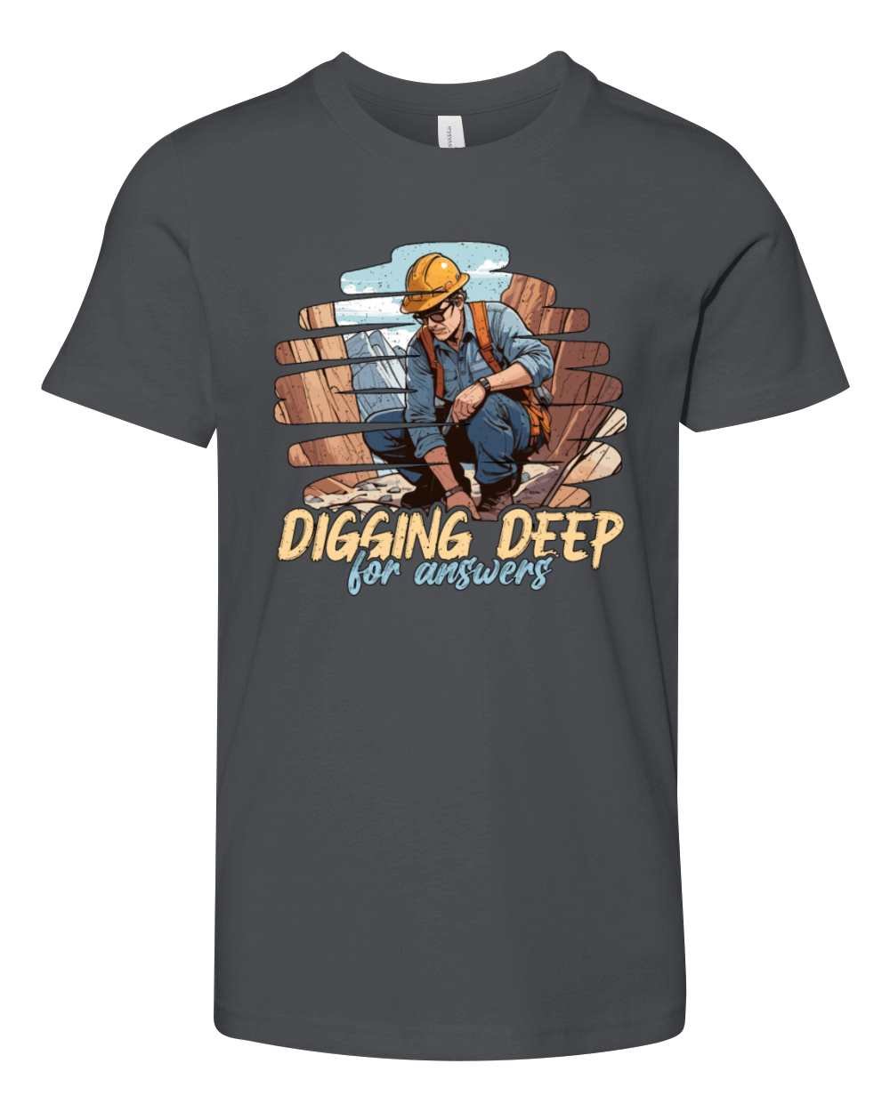 Geologist Digging Deep For Answers Rock Collector Youth Unisex Jersey Tee