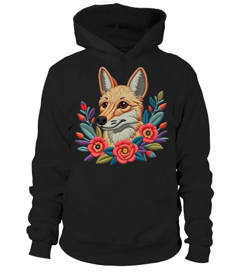 Charming Coyote with Floral Ornaments Hoodie Unisex