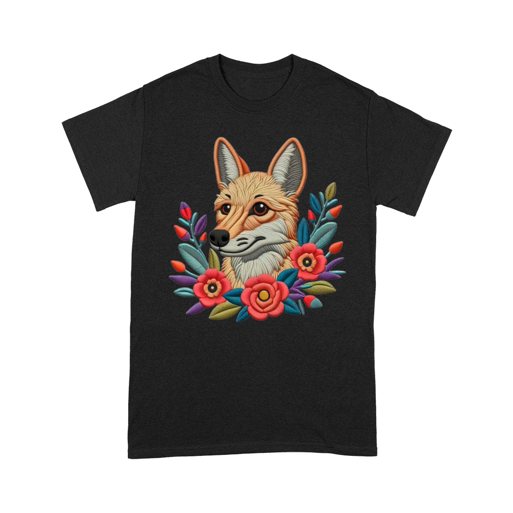 Charming Coyote with Floral Ornaments Premium T-shirt