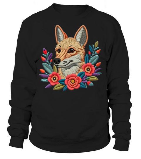 Charming Coyote with Floral Ornaments Sweatshirt Unisex