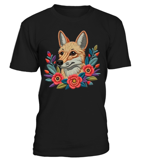 Charming Coyote with Floral Ornaments T-Shirt Unisex
