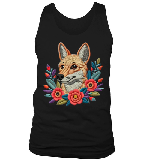 Charming Coyote with Floral Ornaments Tank Top Unisex