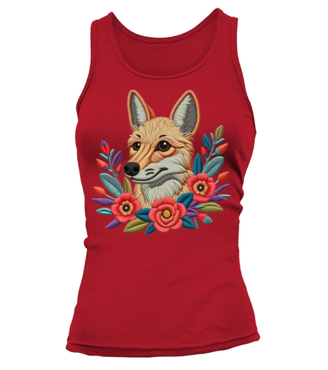 Charming Coyote with Floral Ornaments Tank top Woman