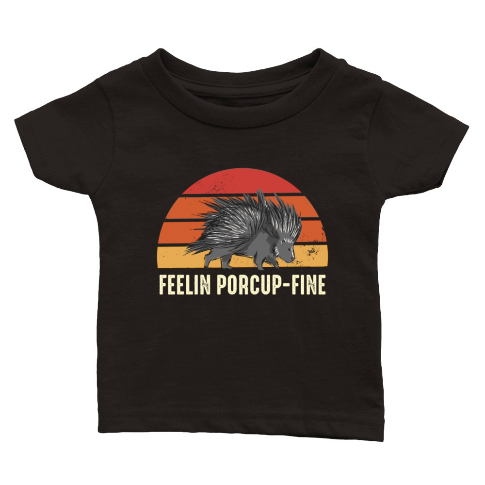 Feelin Porcup-Fine Retro Sunset Porcupine Classic Baby Crewneck T-shirt
