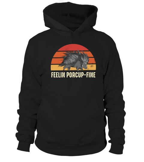 Feelin Porcup-Fine Retro Sunset Porcupine Hoodie Unisex