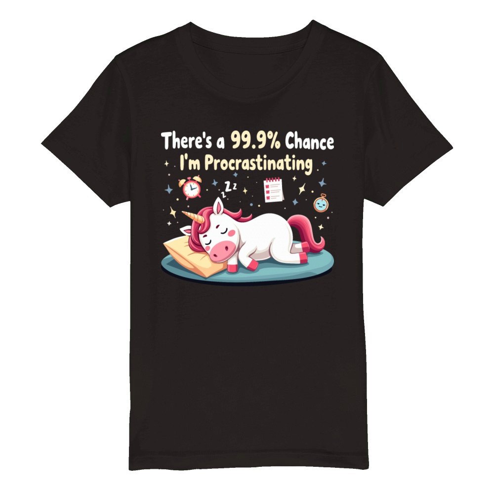 Funny Procrastinating Unicorn Sarcastic Organic Kids Crewneck T-shirt