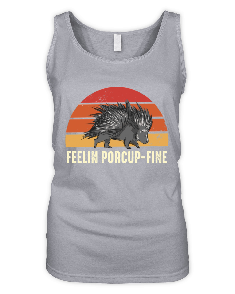 Feelin Porcup-Fine Retro Sunset Porcupine Organic Women's Tank Top