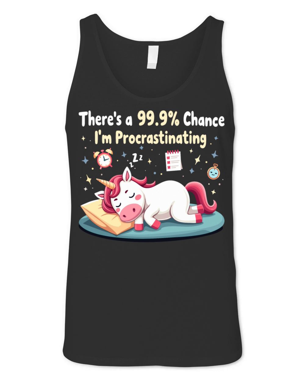 Funny Procrastinating Unicorn Sarcastic Unisex Jersey Tank