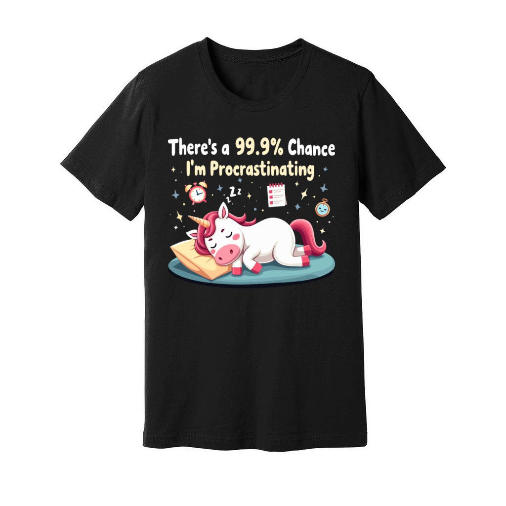 Funny Procrastinating Unicorn Sarcastic Unisex Jersey Tee