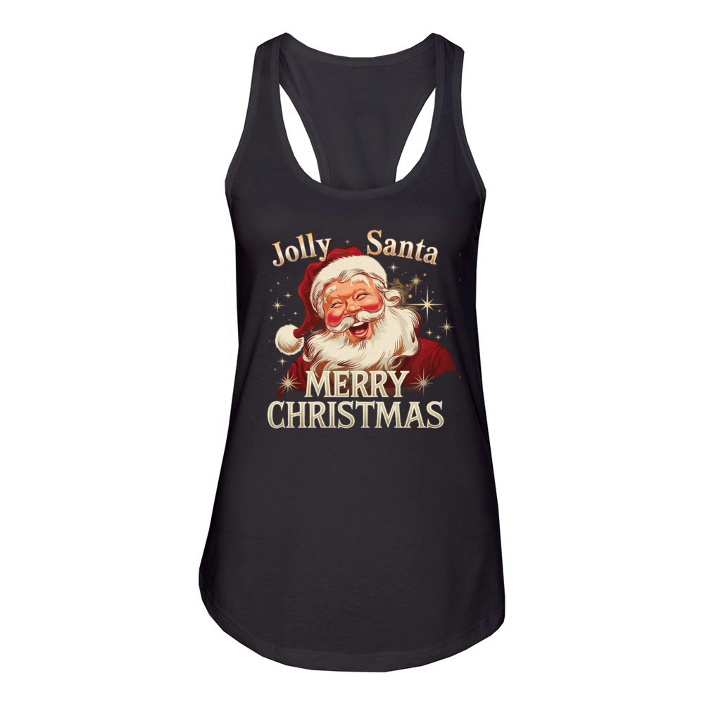 Jolly Santa Merry Christmas Women's Racerback Tank