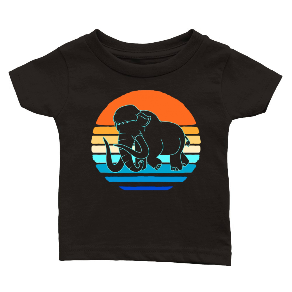 Retro Vintage Woolly Mammoth Elephant Silhouette Classic Baby Crewneck T-shirt
