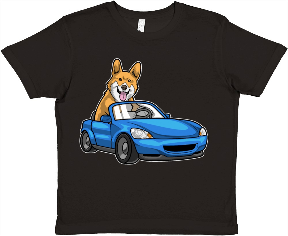 Corgi Car Premium Kids Crewneck T-shirt