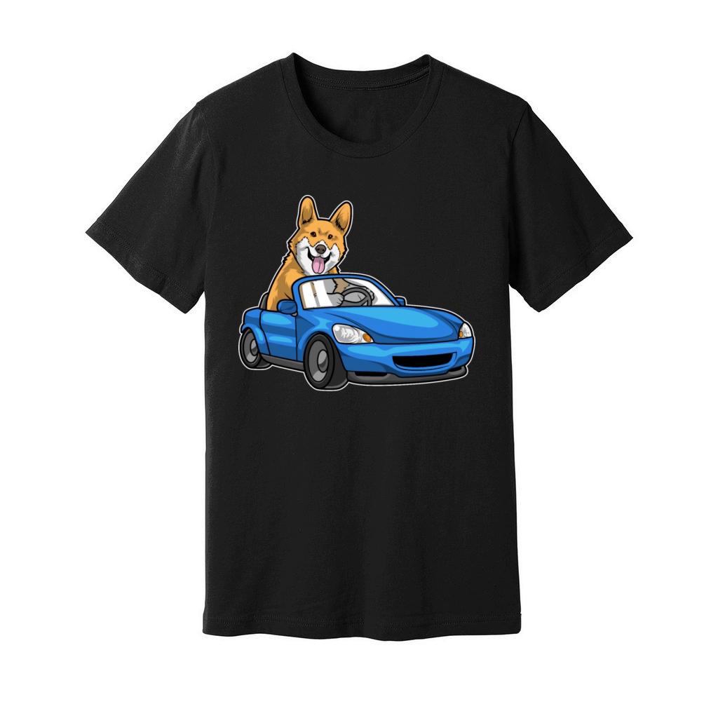 Corgi Car Unisex Jersey Tee