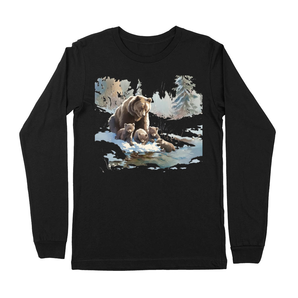 Retro 399 Grizzly Bears Wilderness Scene 90s Premium Long Sleeve