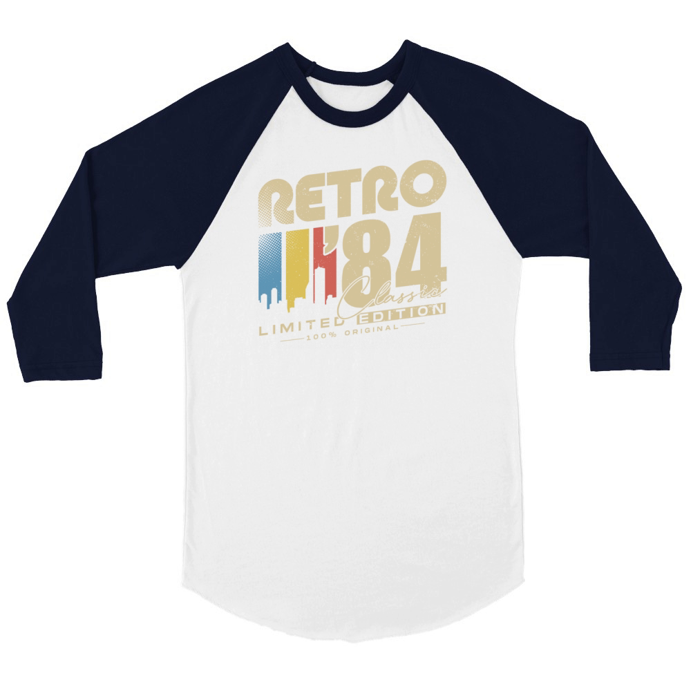 Original 1984 Vintage Retro 40th birthday Unisex ¾ sleeve Raglan T-shirt