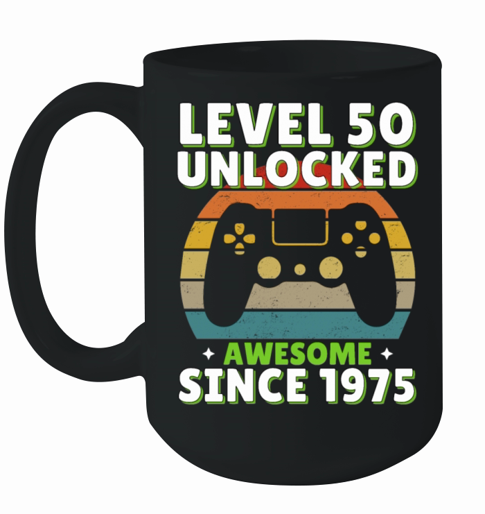 Level 50 Unlocked Awesome Since 1975 50th Birthday Ceramic Mug