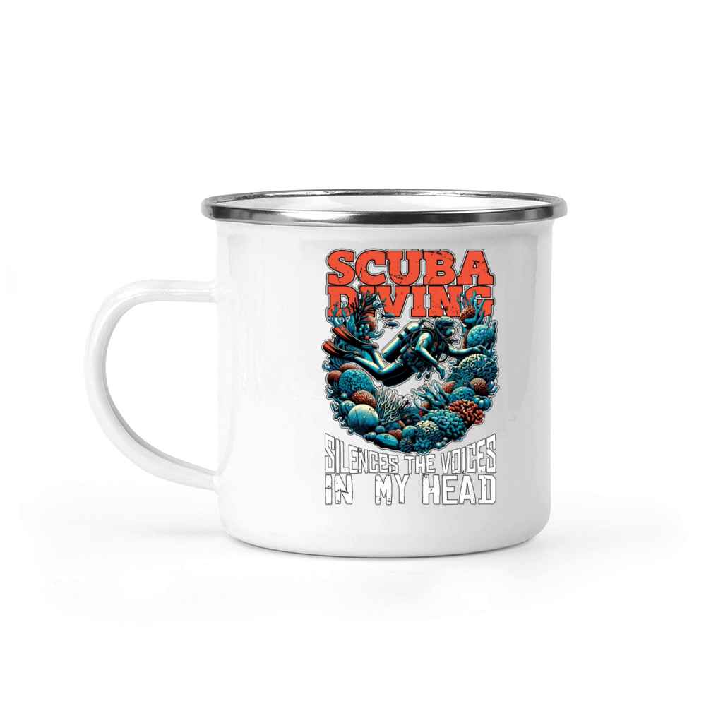 Scuba Diving Silences The Voices Water Sports Camping Mug