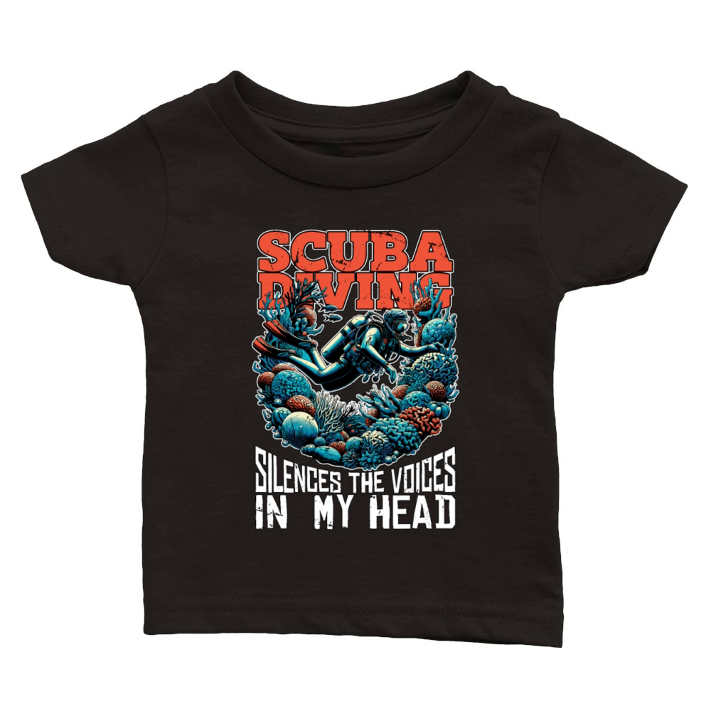 Scuba Diving Silences The Voices Water Sports Classic Baby Crewneck T-shirt
