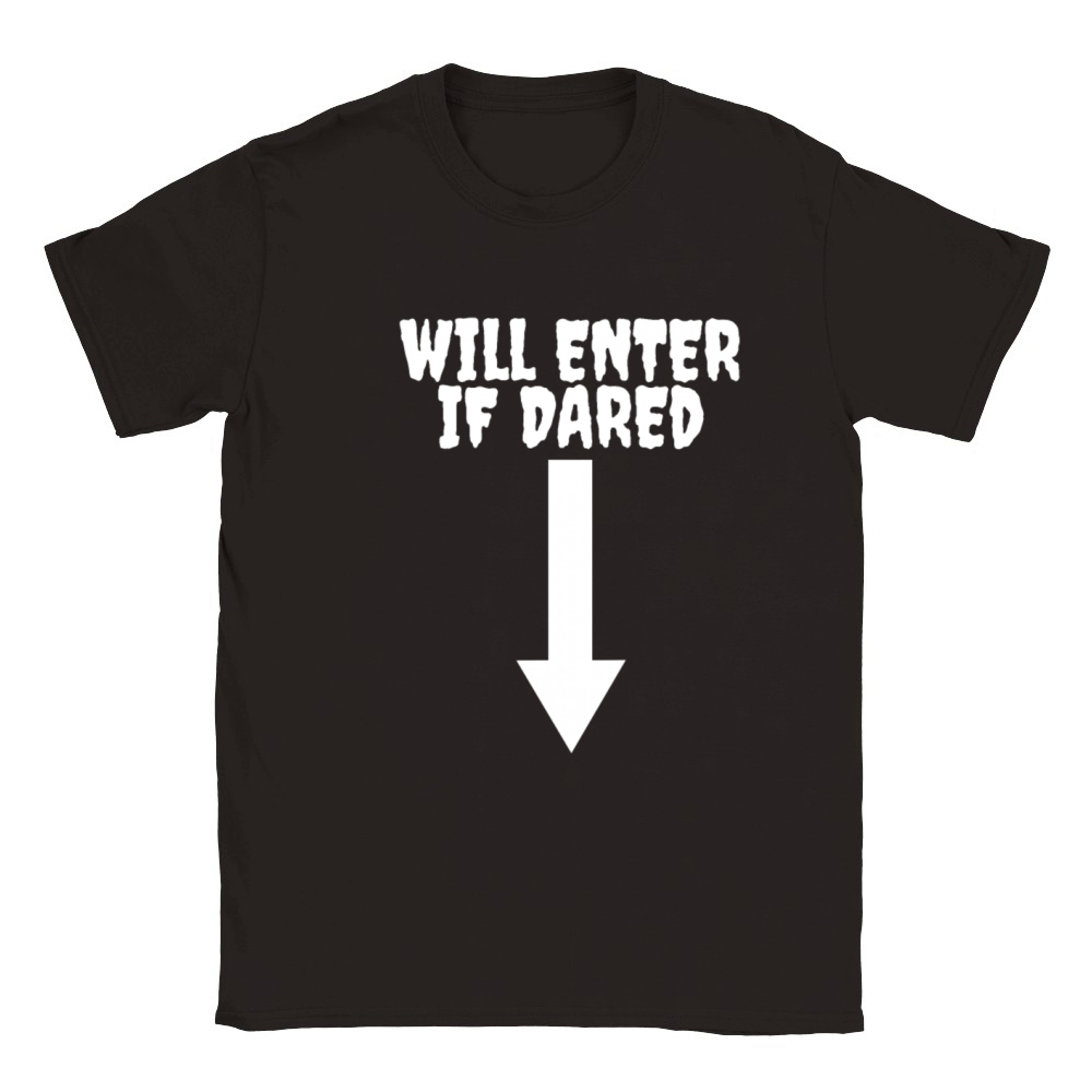 Will Enter If Dared Funny Couples Mens Halloween Classic Kids Crewneck T-shirt