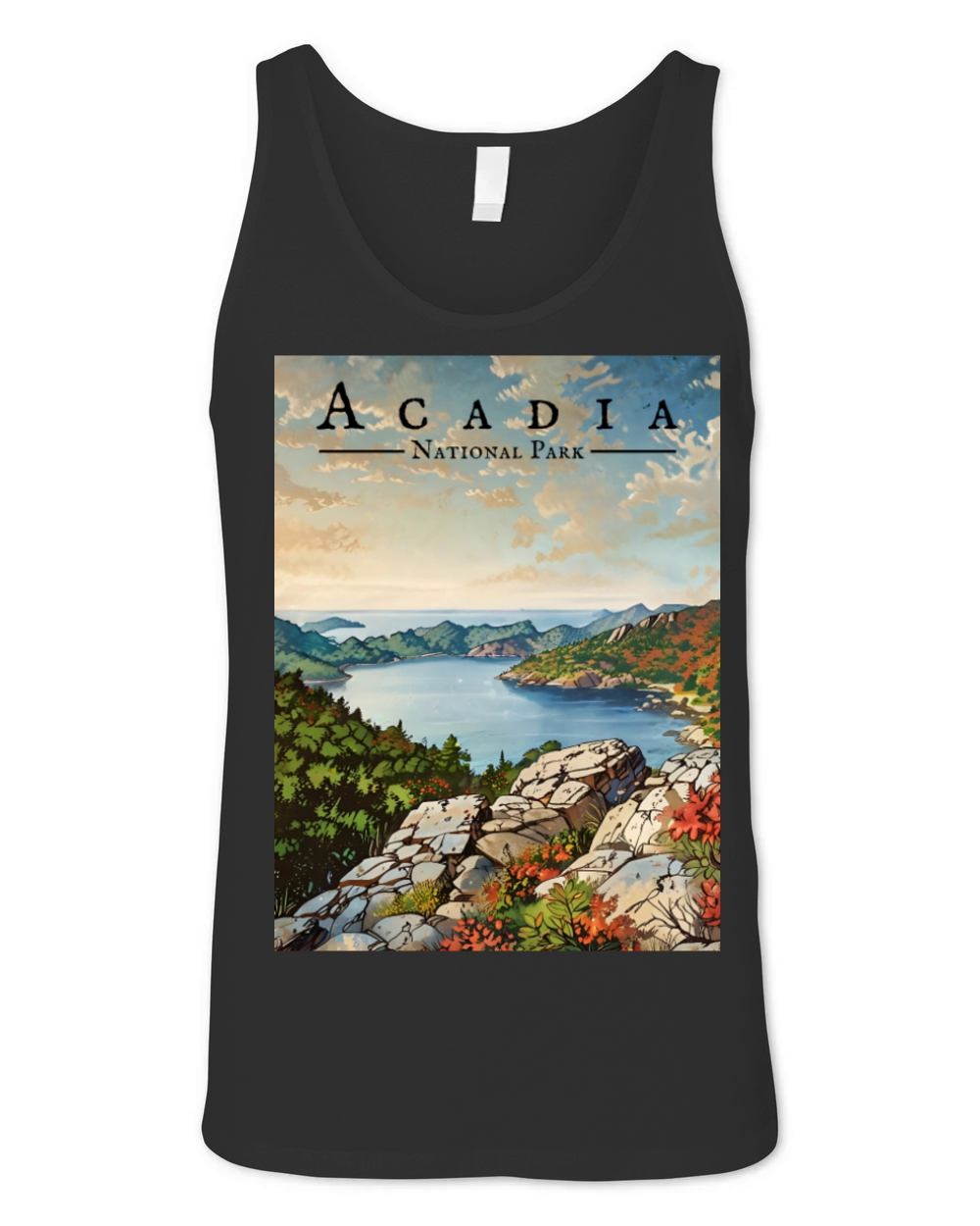 Jordan Pond Vista - Acadia National Park Unisex Jersey Tank