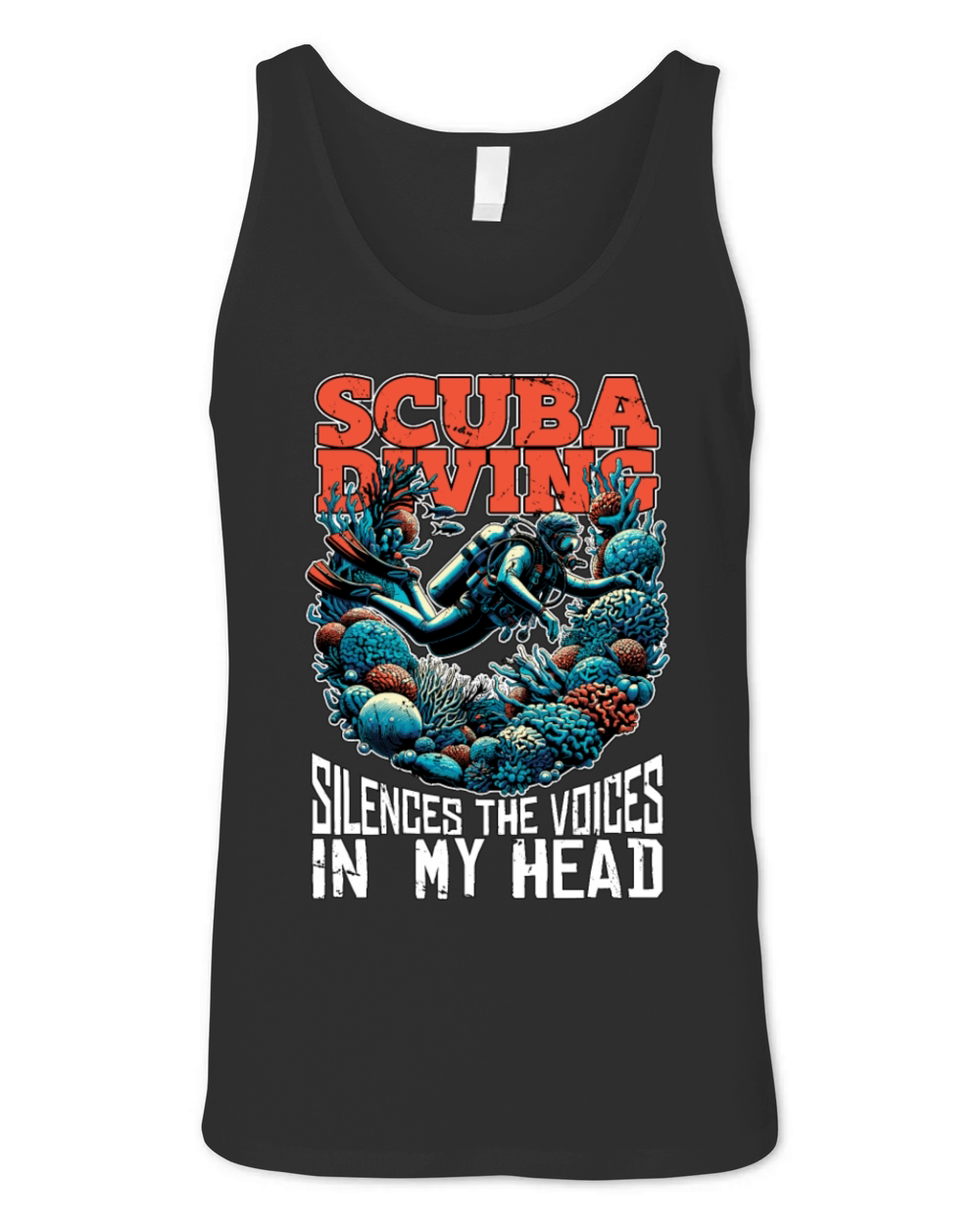 Scuba Diving Silences The Voices Water Sports Unisex Jersey Tank