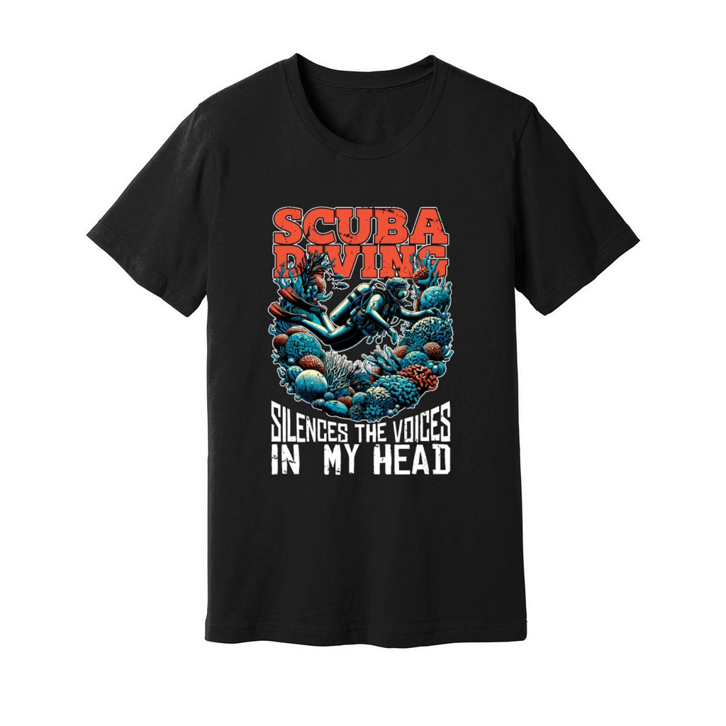 Scuba Diving Silences The Voices Water Sports Unisex Jersey Tee