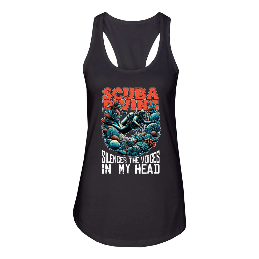 Scuba Diving Silences The Voices Water Sports Women's Racerback Tank